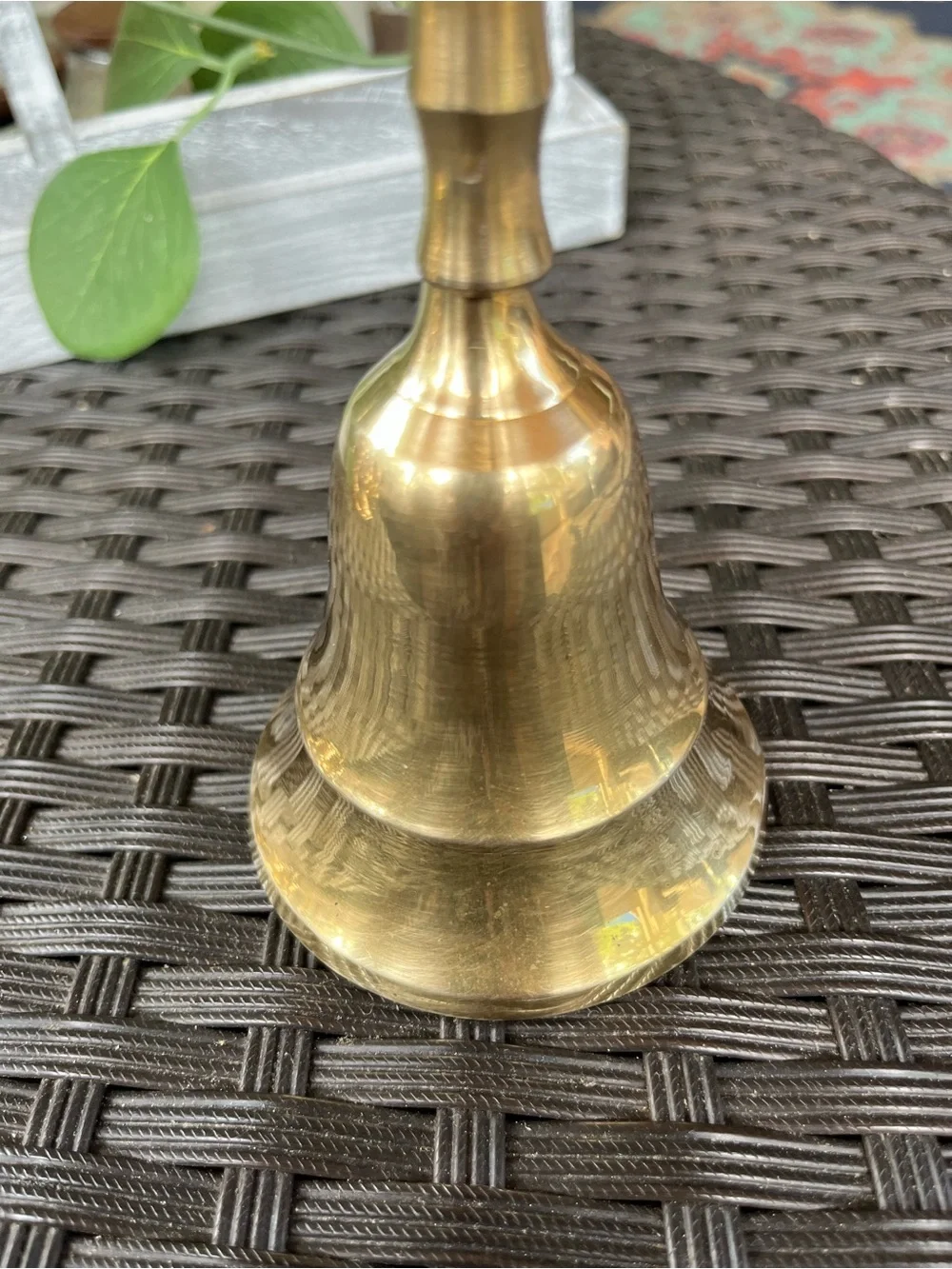 Polished Brass Hand Bell in Gold Tone - Classic Table Accent